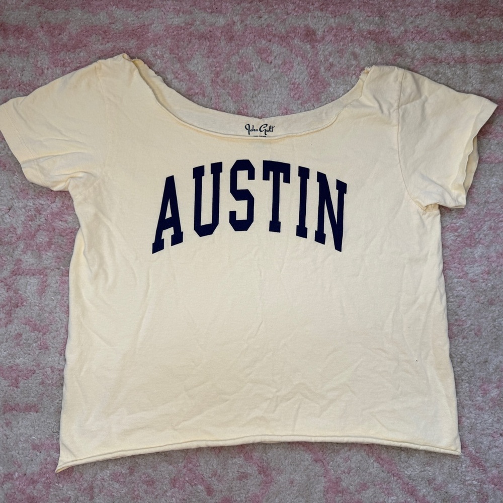 Brandy Melville Butter cream Yellow ‘Austin' Tee off shoulder